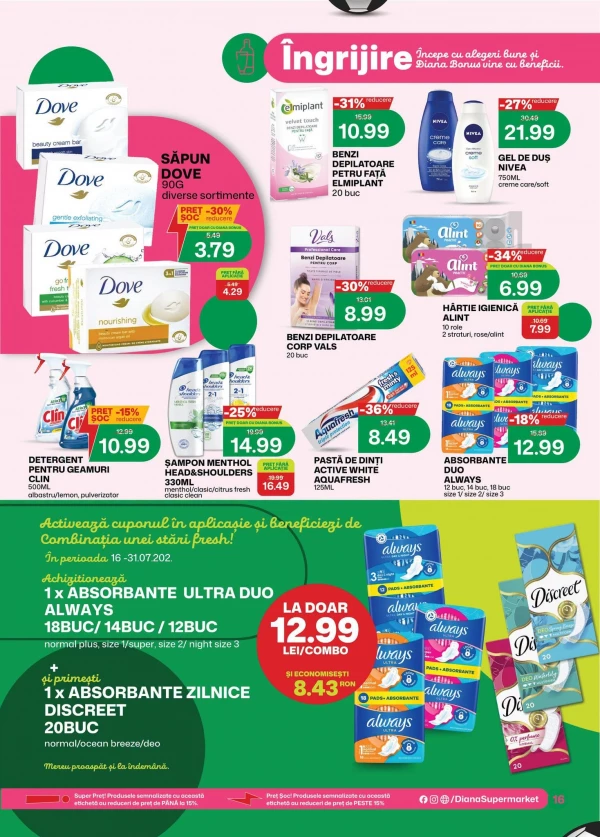Catalog Diana - Catalogul cu reduceri, pagina 16: reduceri și oferte 16 - 31 iulie 2026