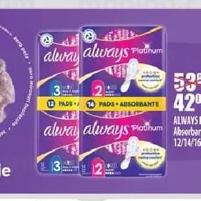 ALWAYS Platinum Absorbante periodice 12/14/16 buc