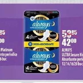 ALWAYS ULTRA Secure Night Absorbante periodice 12/14/16/20 buc