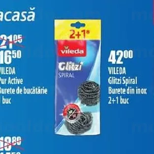 VILEDA Glitzi Spiral Burete din inox 2+1 buc