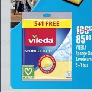 VILEDA Sponge Cloth Lavete umede 5+1 buc