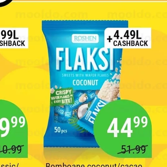 Bomboane cocos/cacao FLAKSI ROSHEN 500g