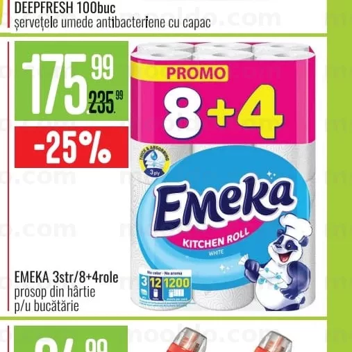 EMEKA 3str/8+4role prosop din hârtie p/u bucătărie