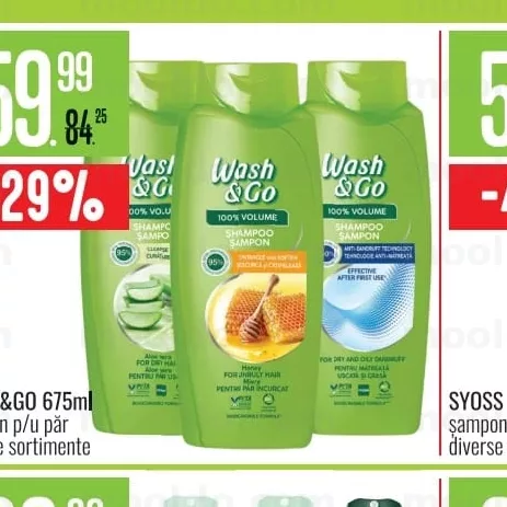 WASH&GO 675ml șampon p/u păr diverse sortimente