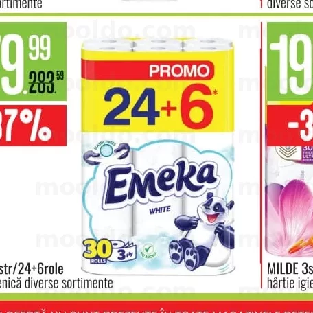 EMEKA 3str/24+6role hârtie igienică diverse sortimente