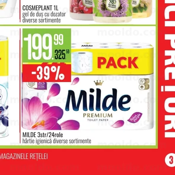 MILDE 3str/24role hârtie igienică diverse sortimente