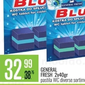 GENERAL FRESH 2x40gr pastilă WC diverse sortimente