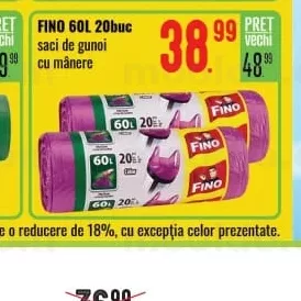 FINO 60L 20buc saci de gunoi