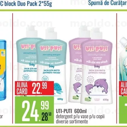 UTI-PUTI 600ml detergent p/u vase p/u copii diverse sortimente