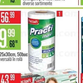PACLAN 25x30cm, 50buc lavetă universală în rolă