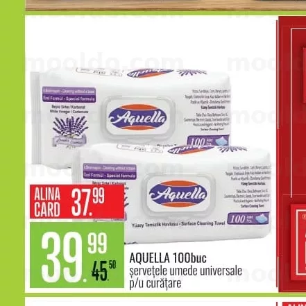 AQUELLA 100buc șervețele umede universale p/u curățare