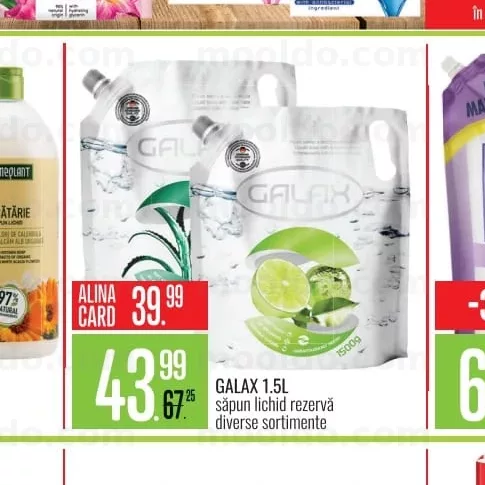 GALAX 1.5L săpun lichid rezervă diverse sortimente