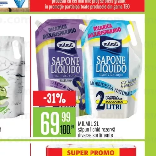 MILMIL 2L săpun lichid rezervă diverse sortimente