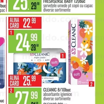 CLEANIC 8/10buc absorbante igienice diverse sortimente