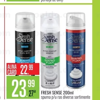 FRESH SENSE 200ml spumă p/u ras diverse sortimente