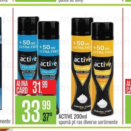 ACTIVE 200ml spumă p/u ras diverse sortimente
