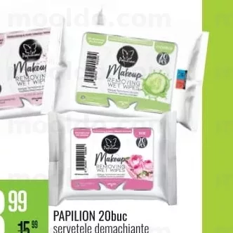 PAPILION 20buc șervețele demachiante diverse sortimente