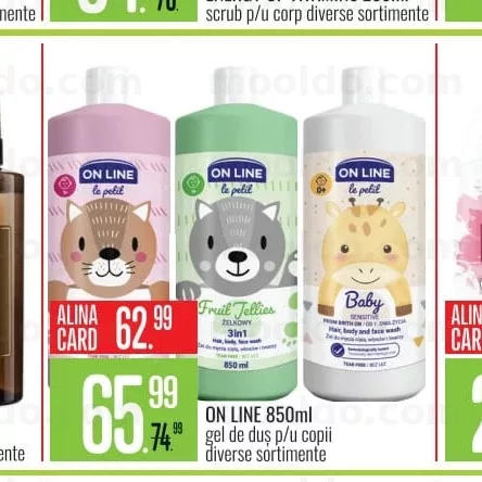 ON LINE 850ml gel de duș p/u copii diverse sortimente