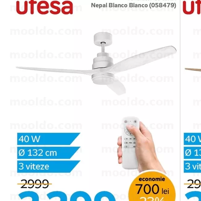 Ventilator de tavan Nepal Blanco Blanco (058479)