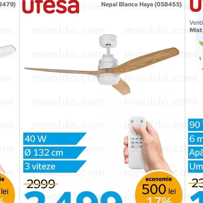 Ventilator de tavan Nepal Blanco Haya (058455)
