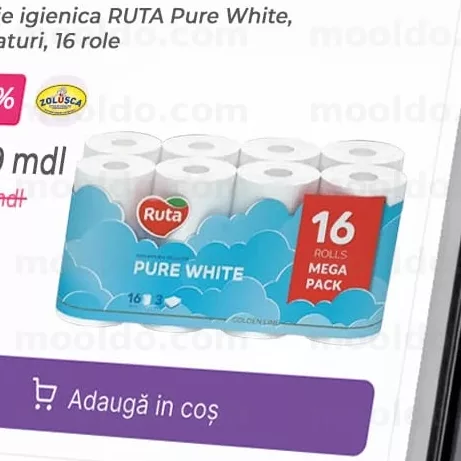 Hârtie igienică RUTA Pure White, 3 straturi, 16 role