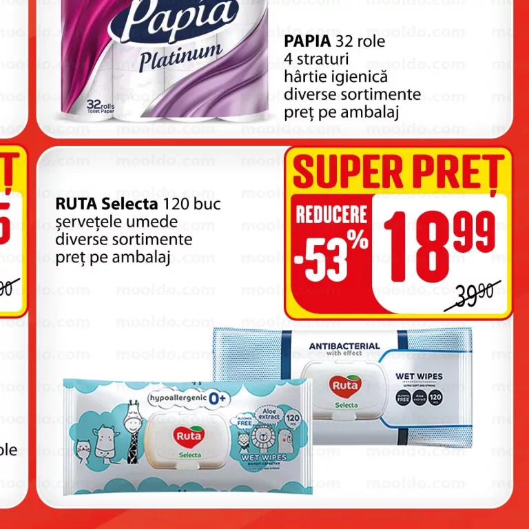 RUTA Selecta 120 buc șervețele umede diverse sortimente