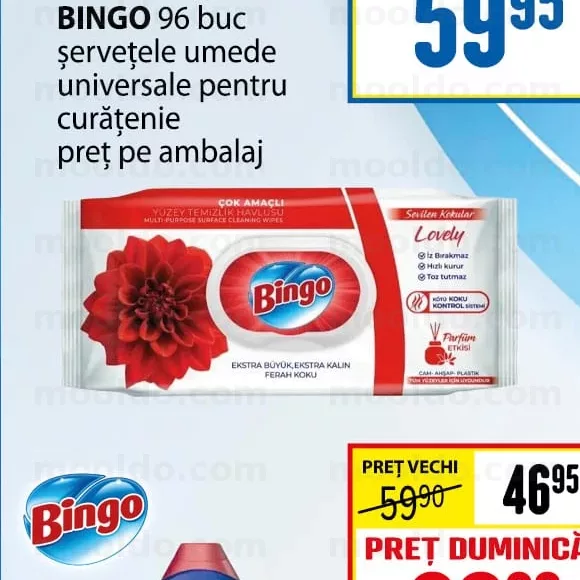 BINGO 96 buc șervețele umede universale pentru curățenie