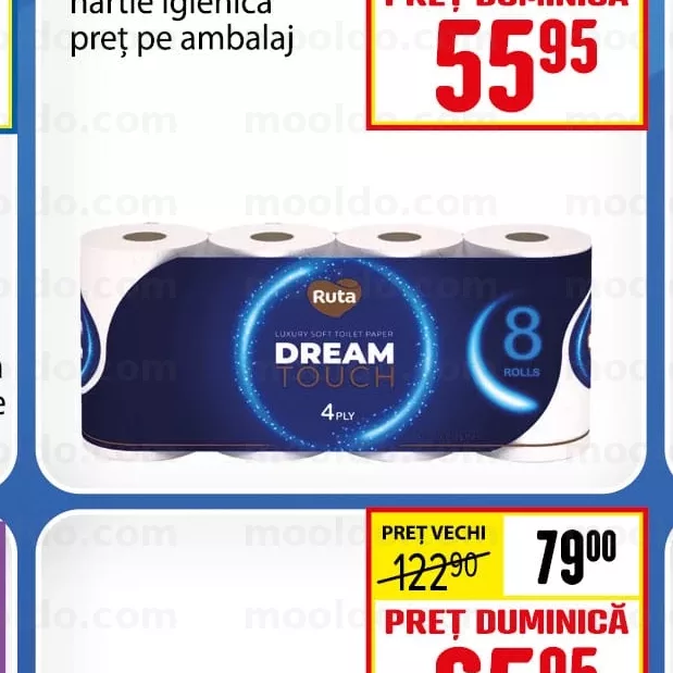 RUTA 8 role 4 straturi hârtie igienică preț pe ambalaj