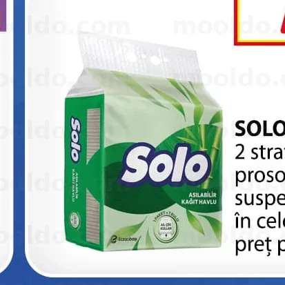 SOLO 325 buc 2 straturi prosoape de hârtie suspendate în celofan preț pe ambalaj