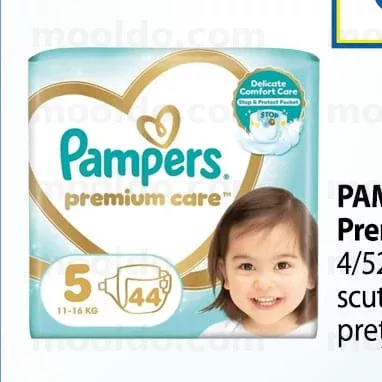 PAMPERS Premium Care 4/52, 5/44 scutece pentru copii preț pe ambalaj