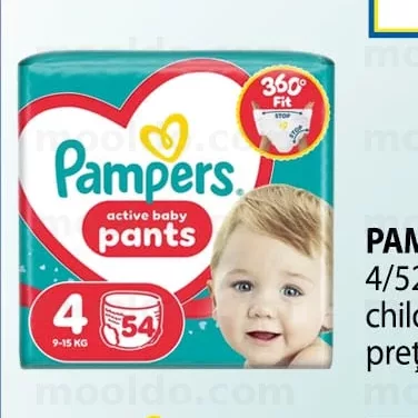 PAMPERS Pants 4/52, 5/48, 6/44, 7/38 chiloței pentru copii preț pe ambalaj