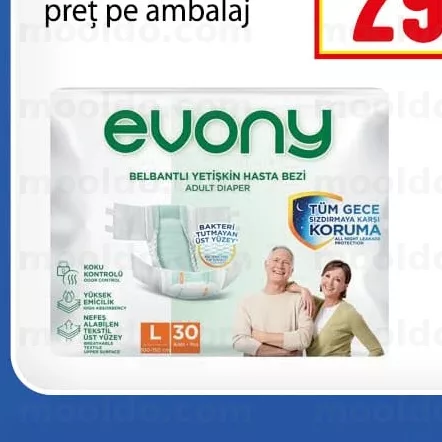 EVONY 30 buc Large scutece pentru maturi preț pe ambalaj
