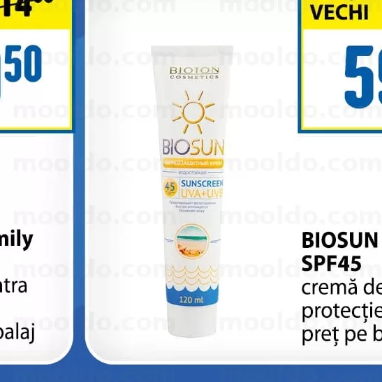 BIOSUN 120 ml SPF45 cremă de corp protecție solară