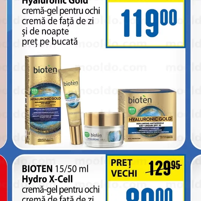 BIOTEN 15/50 ml Hyaluronic Gold cremă-gel pentru ochi cremă de față de zi și de noapte
