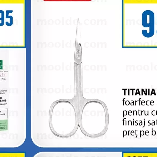 TITANIA 9,5 cm foarfece de fier pentru cuticulă, finisaj satinat