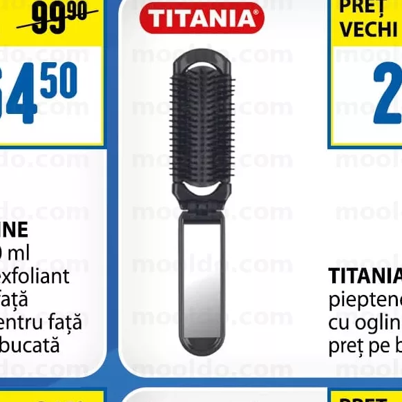 TITANIA 11 cm pieptene pliabil cu oglindă