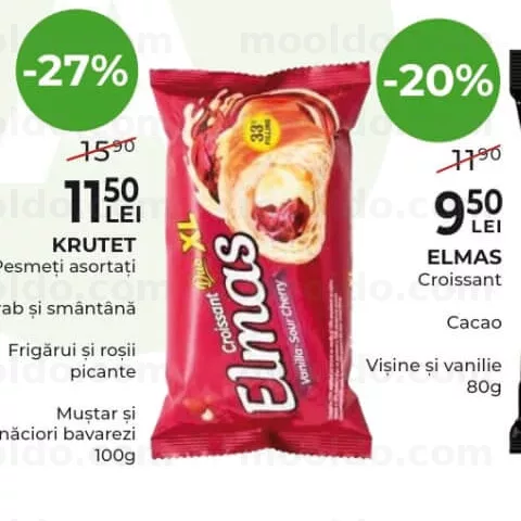 ELMAS Croissant Cacao Vișine și vanilie 80g