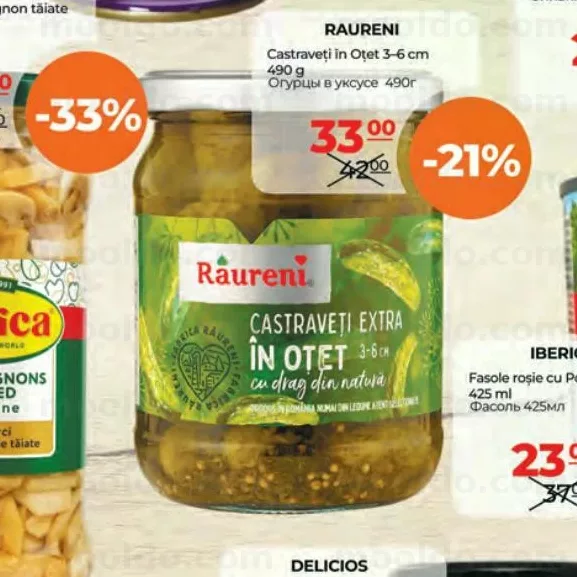 RAURENI Castraveți în Oțet 3-6 cm 450 g