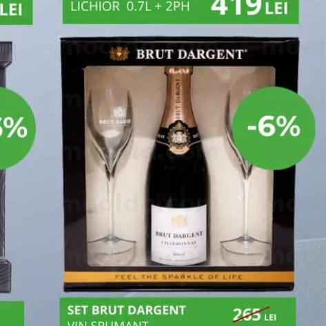 SET BRUT DARGENT VIN SPUMANT CHARDONNAY ALB BRUT 0.75L+2PH