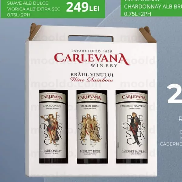 CARLEVANA RENAISSANCE Vin CHARDONNAY 2022, MERLOT ROSE 2022, CABERNET SAUVIGNON 2022 3 x 0,75L