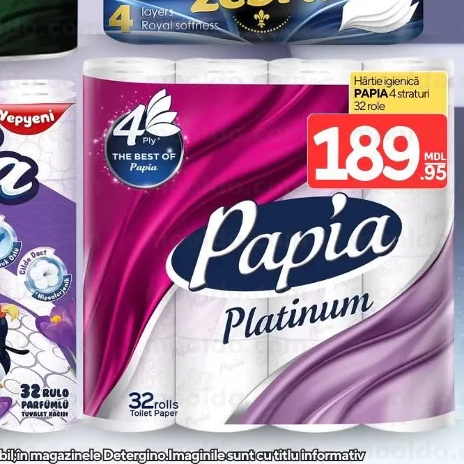 Hârtie igienică PAPIA 4 straturi 32 role