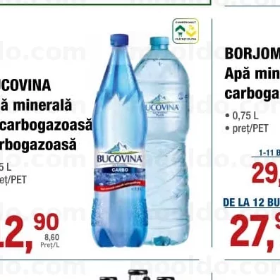 BUCOVINA Apă minerală necarbogazoasă carbogazoasă 1,5 L
