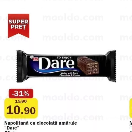Napolitană cu ciocolată amăruie "Dare"