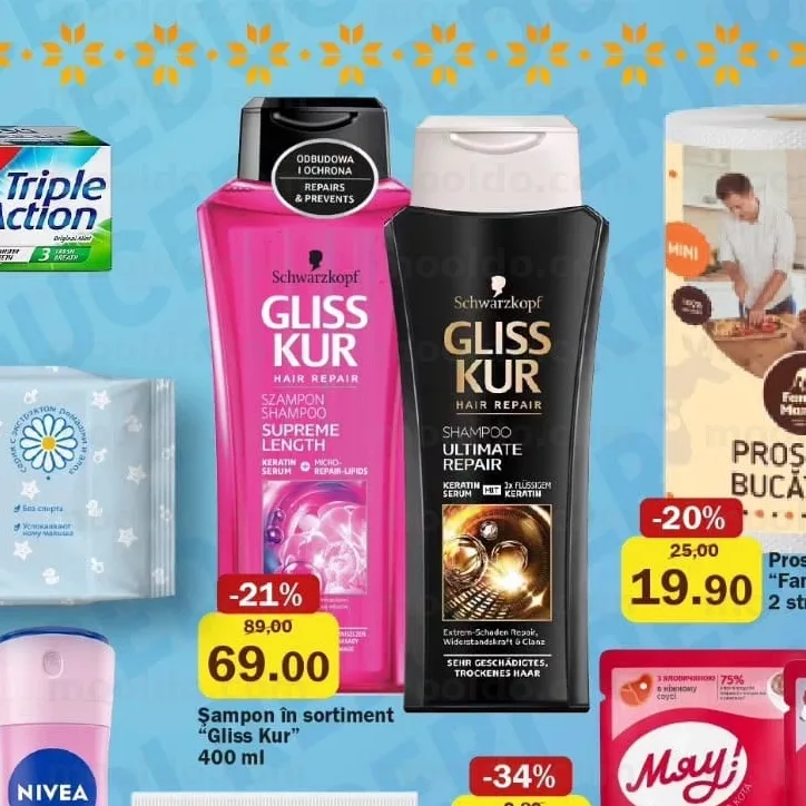 Șampon în sortiment "Gliss Kur" 400 ml