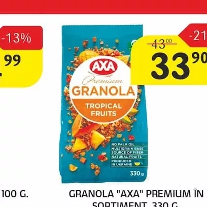 GRANOLA "AXA" PREMIUM ÎN SORTIMENT, 330 G.
