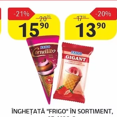 ÎNGHEȚATĂ "FRIGO" ÎN SORTIMENT, 95 / 100 G.