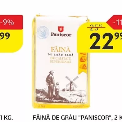 FĂINĂ DE GRÂU "PANISCOR", 2 KG.
