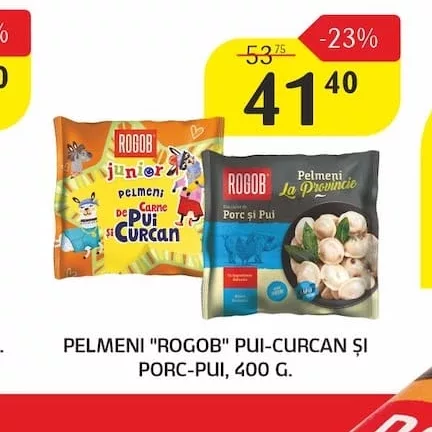 PELMENI "ROGOB" PUI-CURCAN ȘI PORC-PUI, 400 G.