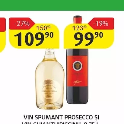 VIN SPUMANT PROSECCO ȘI VIN CHIANTI "PICCINI", 0,75 L