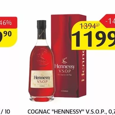 COGNAC "HENNESSY" V.S.O.P., 0,7 L